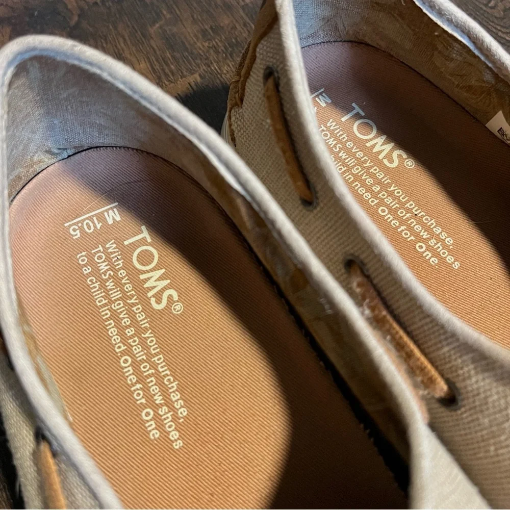TOMS Men’s “Culver” Slip On Coated Linen + Suede Boat Shoes